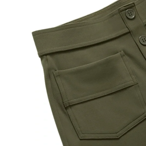 HALARA High Waisted Button Straight Leg Casual Pants In Forest Night Sz M - Picture 6 of 8